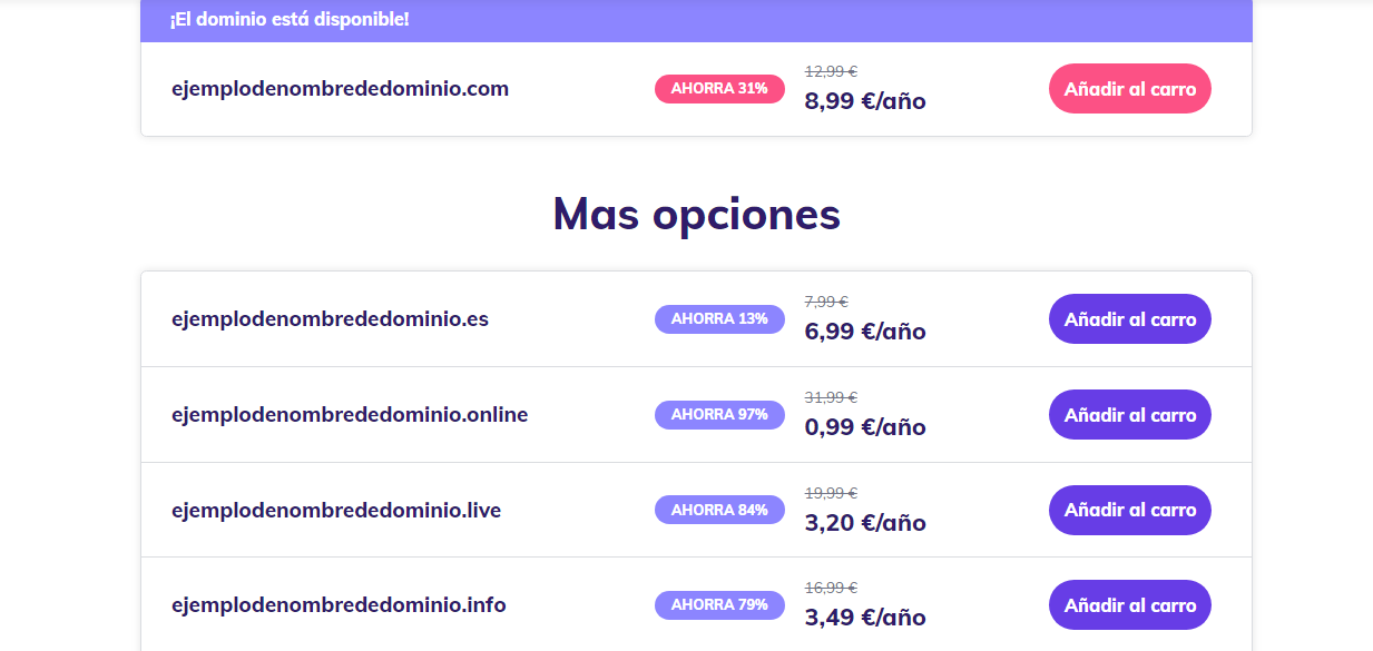 soluciones para dominios no disponibles